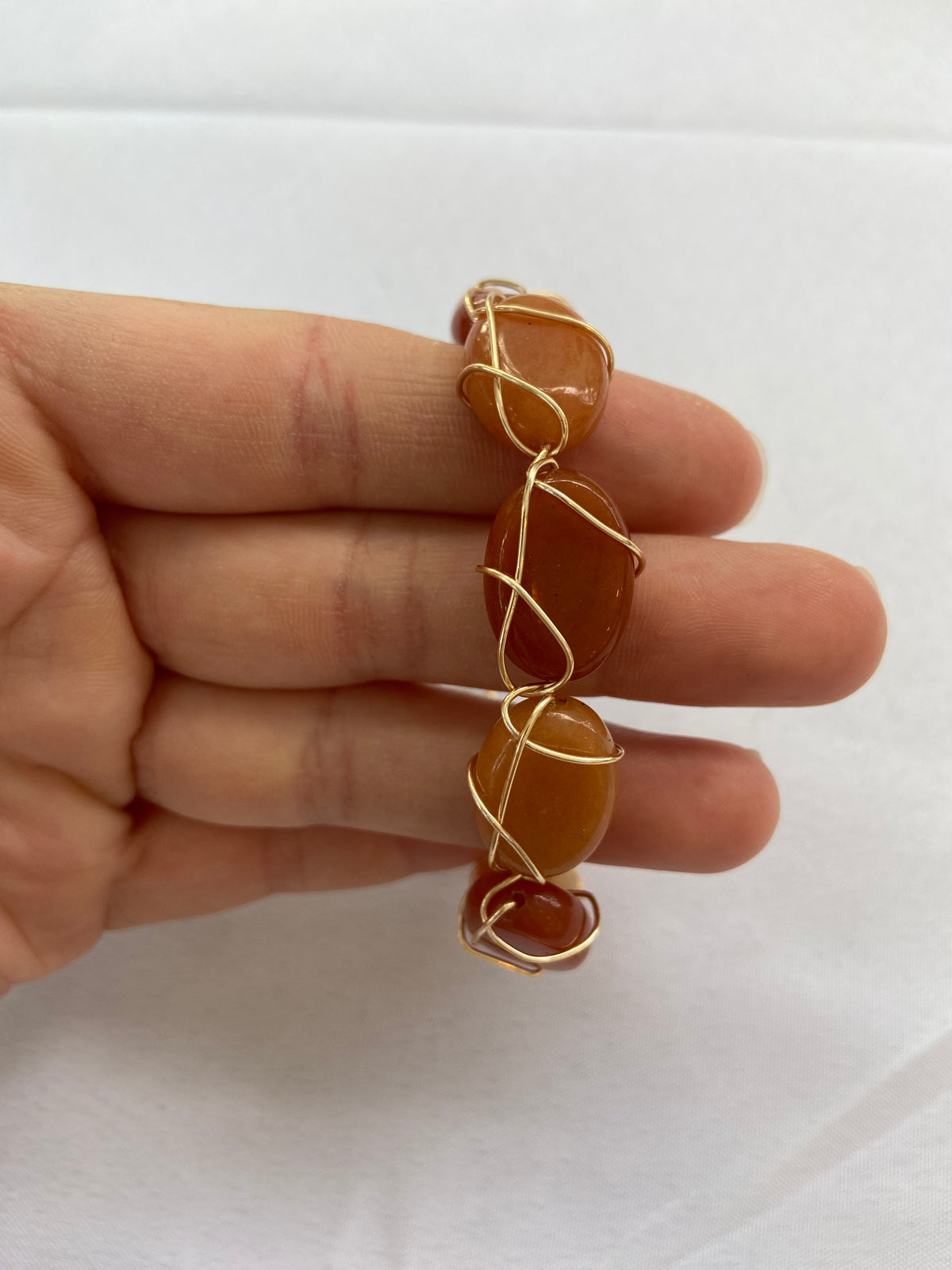 Handmade Orange Aventurine Wrapped Bracelet