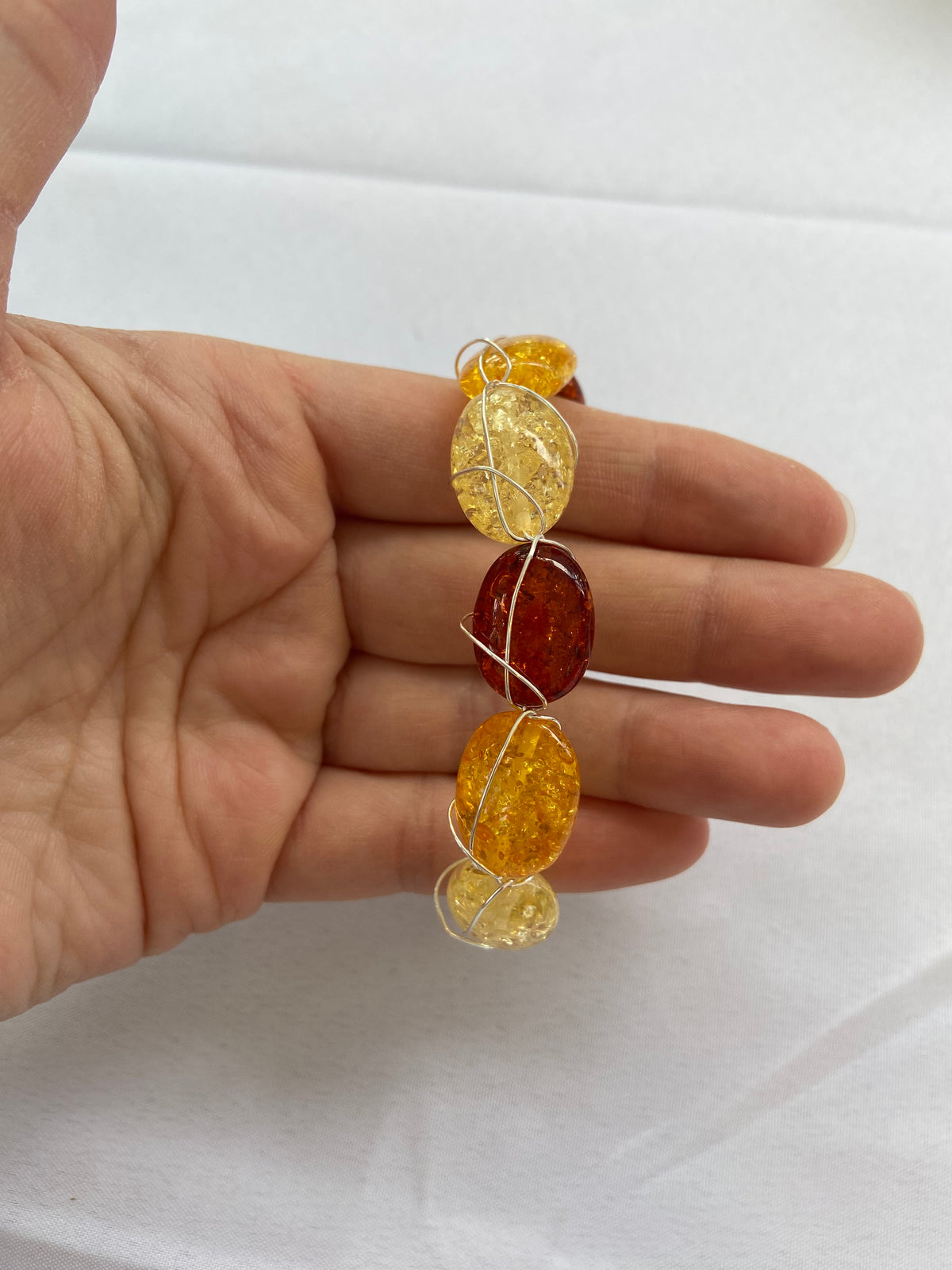 Handmade Pressed Amber Wrapped Bracelet