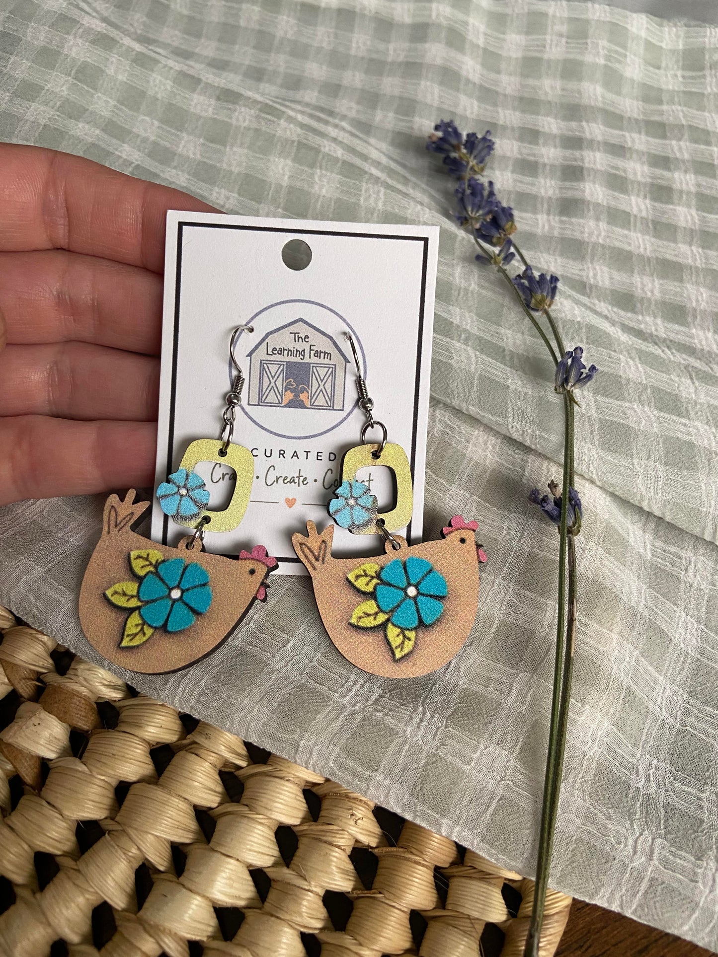 Flower Chicken Earrings