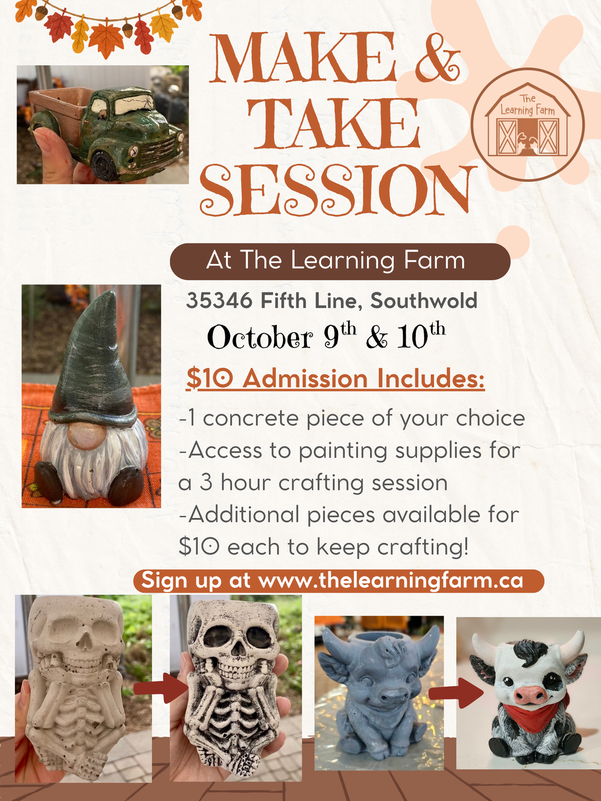 Make and Take Event: October 9th and 10th