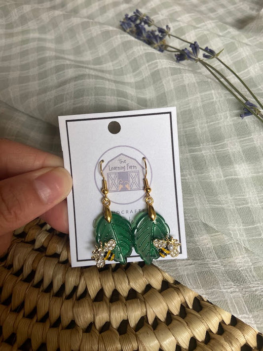Bee Leaf Earrings - ''Gold"