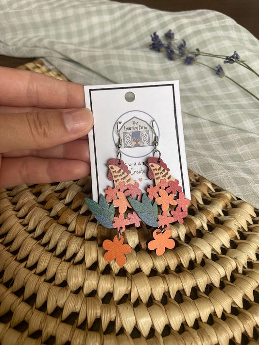 Flower Rooster Earrings