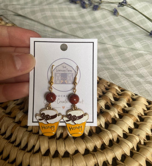 Honey Pot Earrings with Red Jasper Stone