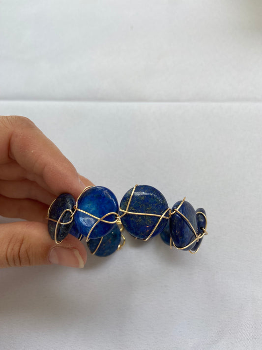 Handmade Lapis Lazuli Wrapped Bracelet
