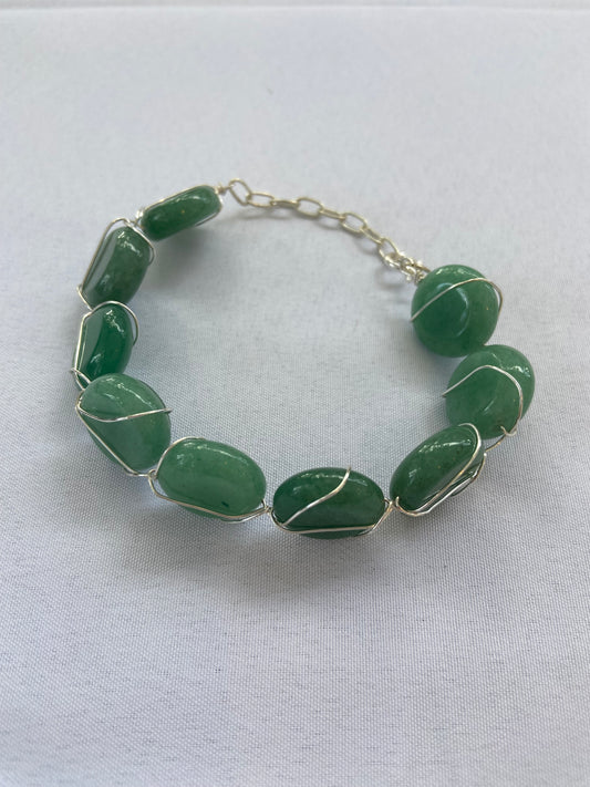 Handmade Green Aventurine Wrapped Bracelet