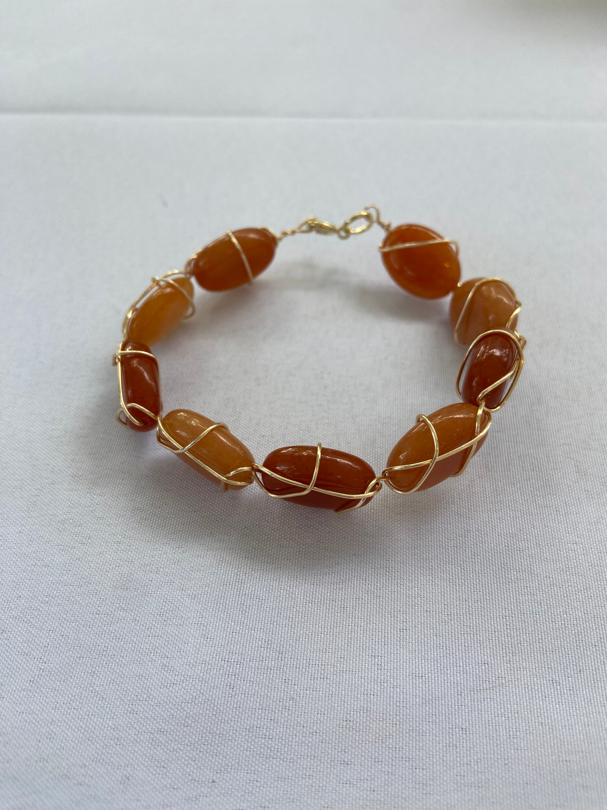 Handmade Orange Aventurine Wrapped Bracelet