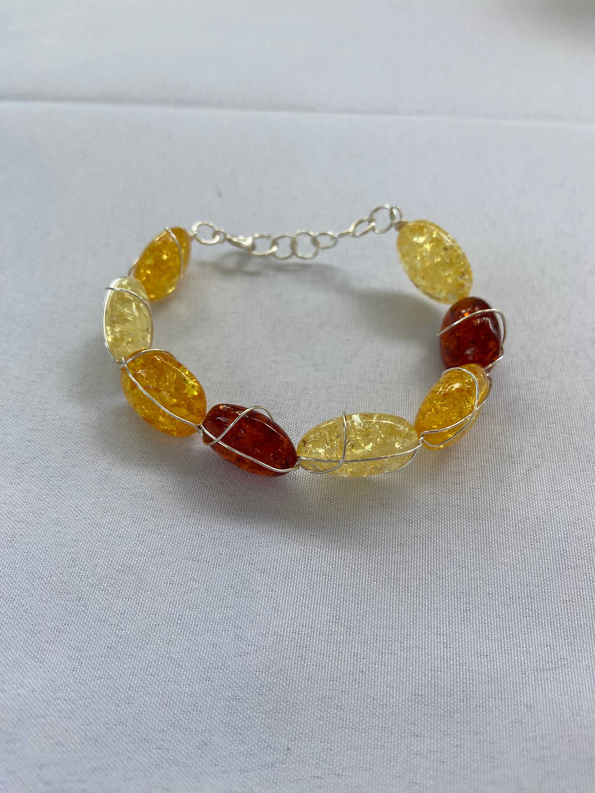 Handmade Pressed Amber Wrapped Bracelet
