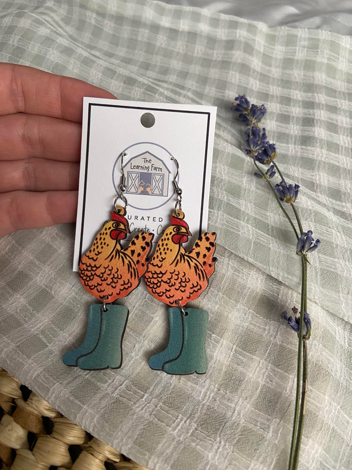 Rooster with Boots Earrings